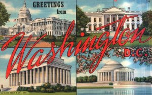 Vintage Postcard 1941 Greetings From Washington D. C. State Capitol Building