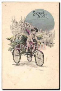 Old Postcard Fantasy Christmas Angel Velo Cycle