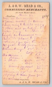 1884 Boston Commission Merchants Business Order Postal Card Jaffrey NH