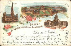 Bruxelles Belgium 1897 Exposition Multi View Postally Used Postcard