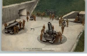 12 Inch Mortar Cannons c1915 Postcard