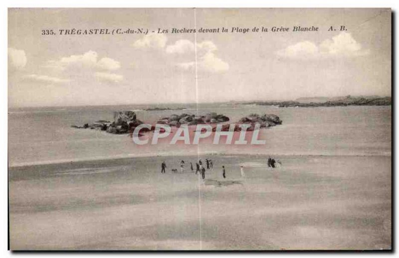 Old Postcard Tregastel The Rock Front Beach from Greve Balance