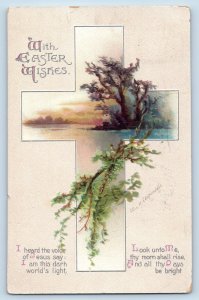 Ellen Clapsaddle Artist Signed Postcard Easter Cross Embossed Malden MA 1914