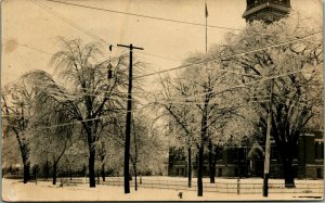 RPPC Courthouse Snow Scene After Blizzard Norwalk OH Ohio 1909 Postcard