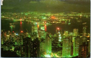 1970s Night View Hong Kong China Continental Postcard