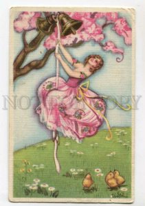 3106834 EASTER Girl FAIRY on Bell by CHIOSTRI Italian ART DECO