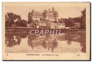 Old Postcard Pierrefonds Chateau and Lake