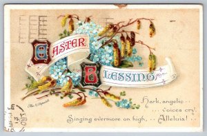 Clapsaddle Easter Blessing, 1913 Art Postcard, Hamilton Exposition Slogan Cancel