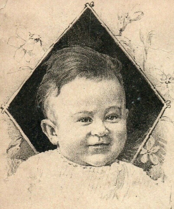 1870's Pappoose Five Cent Cigars Happy Baby Image P173