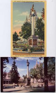 (2 cards) The Sea Gull Monument - Temple Block, Salt Lake City, Utah