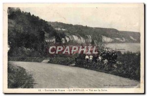 Old Postcard Environs de Rouen La Bouille View On The Seine Children