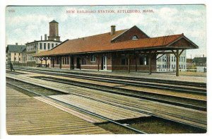 Attleboro MA New Railroad Station Train Depot Postcard