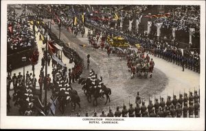 Coronation Procession Royal Carriage TINTED REAL PHOTO c1910 Postcard