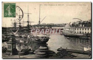 Old Postcard Brest Military Port of L Avant Port Boat Sailboat