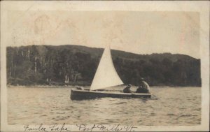 Post Mills Vermont VT Fairlee Lake Sailing Real Photo c1910 Vintage Postcard