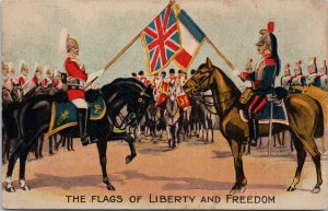 Flags of Liberty and Freedom England France Military Soldiers c1915 Postcard G37