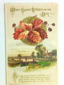 Vintage Postcard 1910's Many Happy Returns of the Day Happiest Birthday Embossed