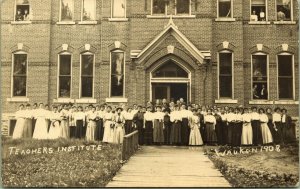 RPPC Teachers Institute Waukon 1908 Students Women Iowa Real Photo Postcard 