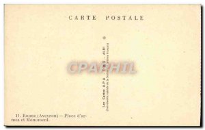 Old Postcard Rodez Place D & # 39Armes And Army Monument