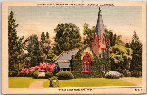1946 Glendale CA-California, Little Church of The Flowers, Forest Lawn, Postcard