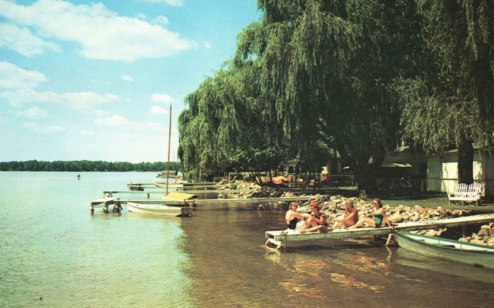 Vintage Postcard 1954 View of Long Beach Devil's Lake Manitou Beach