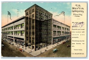 1912 TS Martin Company Building Cars Street View Sioux City Iowa IA Postcard