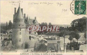 Old Postcard Langeais Chateau Gardens and Suspension Bridge