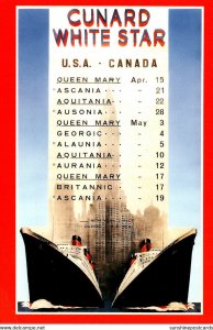 Advertisiong Cunard Line White Star To USA and Canada Sailing Dates Marine Ar...