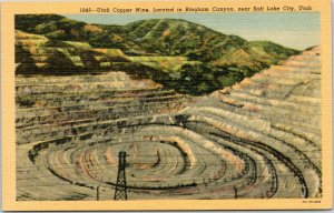 postcard  Utah Copper Mine, Located in Bingham Canyon near Salt Lake City