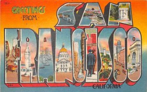 Greetings from San Francisco, CA Large Letter 1952 