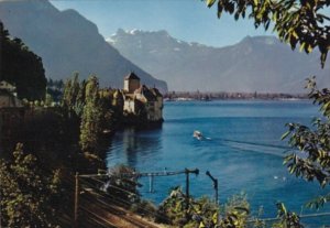 Switzerland Lac Leman Le Chateau de Chillon et les Dents du Midi