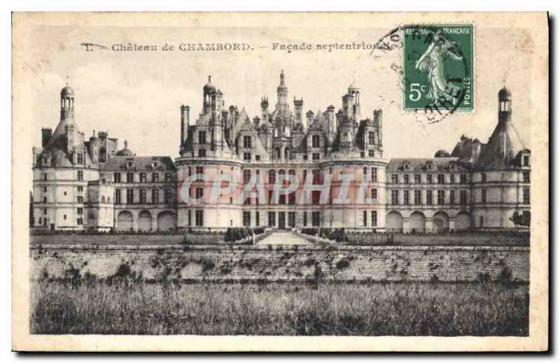 Old Postcard Chateau de Chambord Facade northern