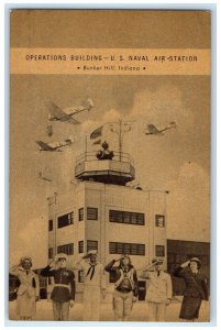 1944 Operations Building US Naval Air Station Bunker Hill Indiana IN Postcard