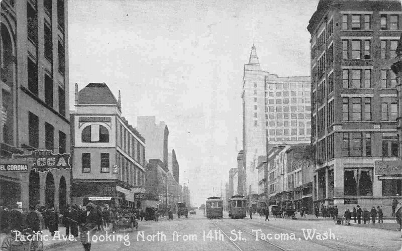 Pacific Avenue Street Scene Tacoma Washington 1910s postcard 