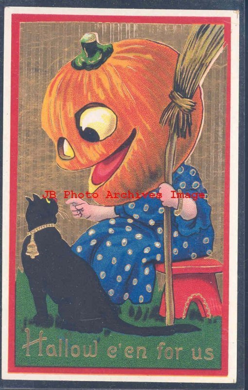 Halloween, Samson Brothers Gelatin No 7107-3, JOL Head Woman & Black Cat, Wall?