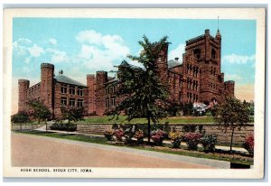 c1920's High School Sioux City Campus Building View Pathways Iowa IA Postcard 