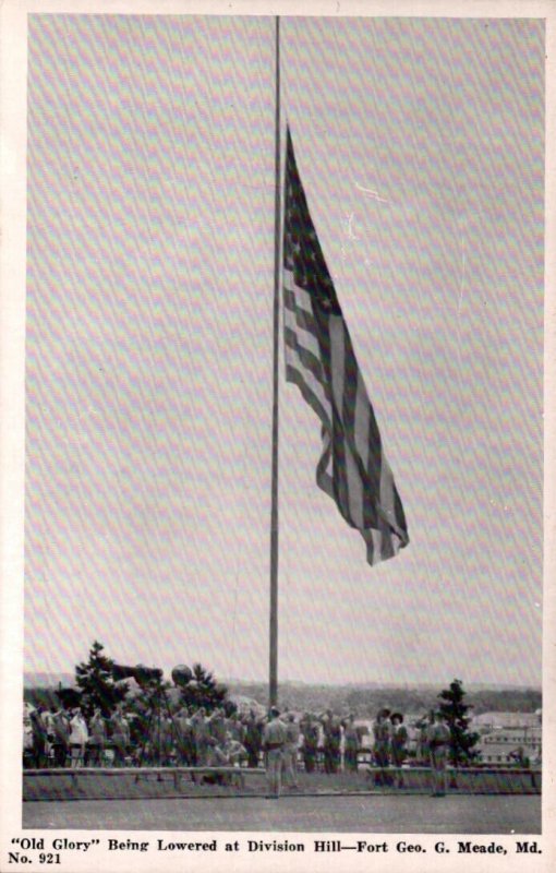 Old Glory on Division Hill - Fort Meade, Maryland Postcard