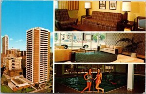 Postcard ON Toronto Town Inn Hotel Pretty Girls by the Pool Multiview 1960s K65