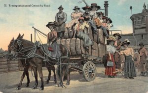 TRANSPORT OF COTTON BY ROAD CURT TEICH SAMPLE BLACK AMERICANA POSTCARD (c. 1910)