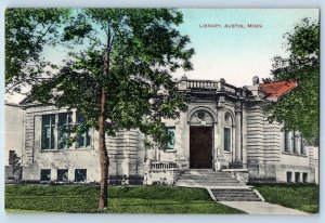 Austin Minnesota Postcard Library Exterior Building View c1910 Vintage Antique