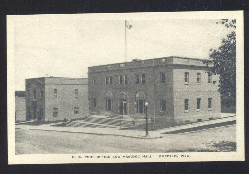 BUFFALO WYOMING UNITED STATES POST OFFICE VINTAGE POSTCARD MASONIC TEMPLE