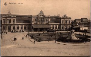 Belgium Leuven Louvain La Gare Vintage Postcard  09.73