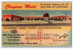 c1940's Cheyenne Motel & Restaurant Building Sketch Lincoln Wyoming WY Postcard