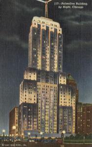 Palmolive Building at Night - Chicago IL, Illinois pm 1950