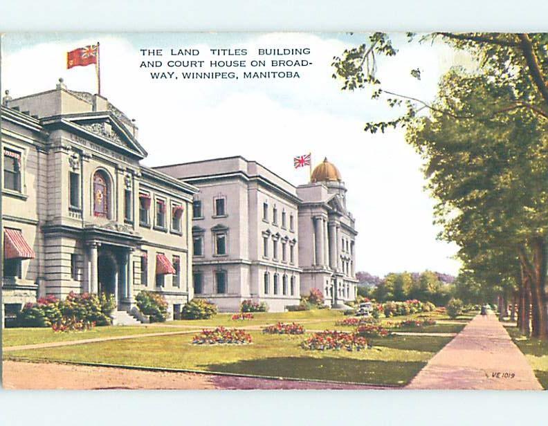 Unused Divided-Back LAND TITLES BUILDING WITH COURTHOUSE Winnipeg MB d2744