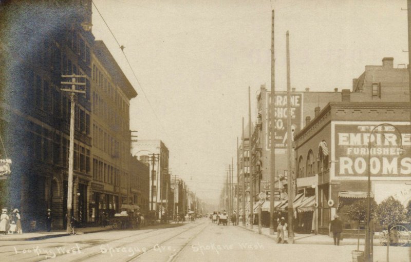 PC CPA US, WASHINGTON, SPOKANE, SPRAGUE AVE, REAL PHOTO POSTCARD (b5500)