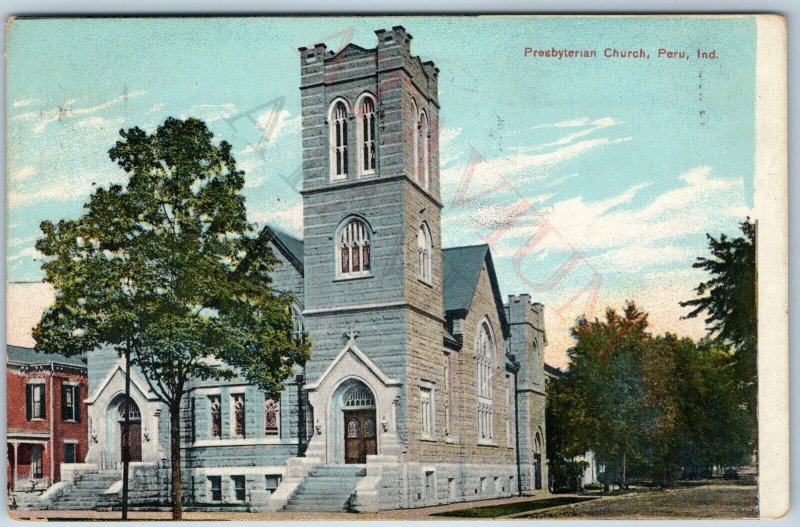 c1910s Peru, Ind. Presbyterian Church Nice Litho Chrome Bell Tower Postcard A201