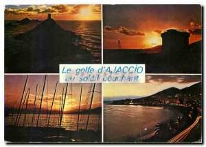 Postcard Modern Charm and colors of Corsica Gulf of Ajaccio at sunset