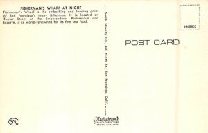 Fisherman's Wharf at Night San Francisco California Postcard