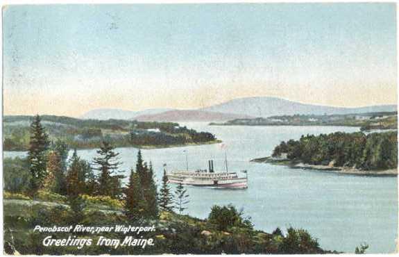 Greetings from Maine, Penobscot River near Winterport, ME, 1905 UNDivided Back